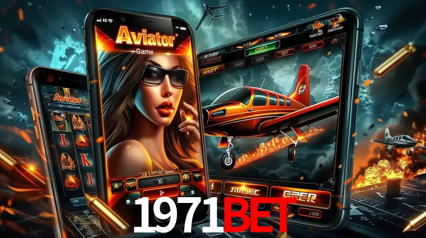 O popular jogo de apostas Aviator exibido em vários celulares e tablets, mostrando a interface emocionante e a ação de voo disponíveis para jogar agora no 1971bet.