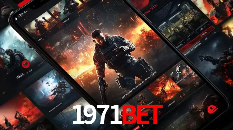 Tela de um celular exibindo uma galeria de jogos de tiro com temática militar, mostrando a variedade de e-sports disponíveis para apostas na plataforma de entretenimento 1971bet.