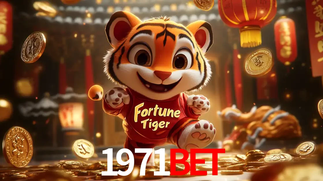 O alegre personagem do Fortune Tiger correndo sobre um caminho de moedas de ouro, simbolizando os grandes prêmios e a diversão do popular jogo de slot do 1971bet.